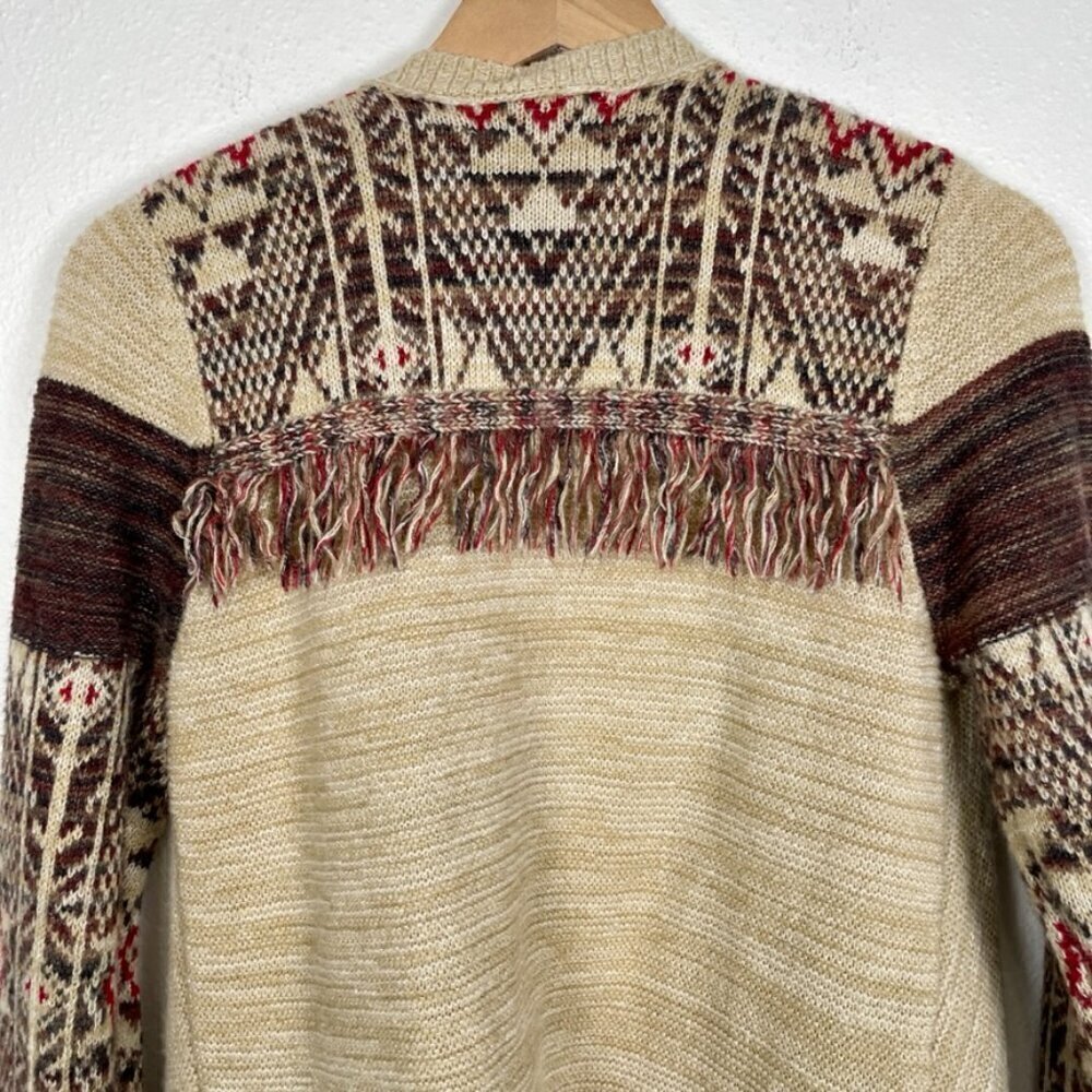 Target Knox Rose Boho Knit Fringe Neutral Poncho Cardigan Size: Medium - Picture 10 of 14